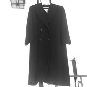 Long Cashmere Coat- Black, shawl collar, size 12